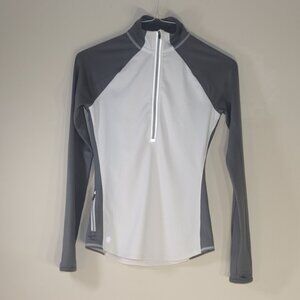 Athleta Running Wild Half Zip Pullover Track Jacket White Grey XXS